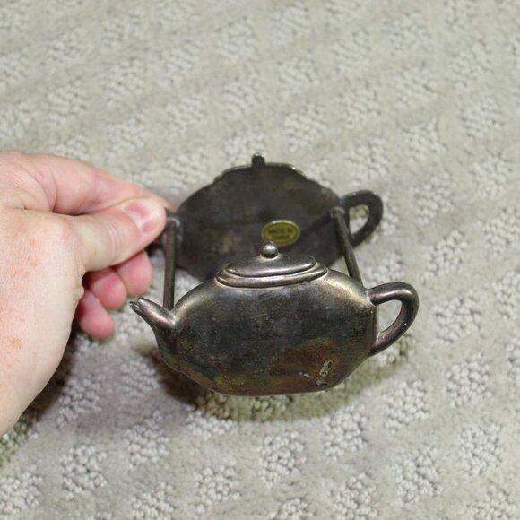 Vintage Silver Plated Teapot Tea Kettle Tea Bag or Sweetener Holder - Picture 1 of 5